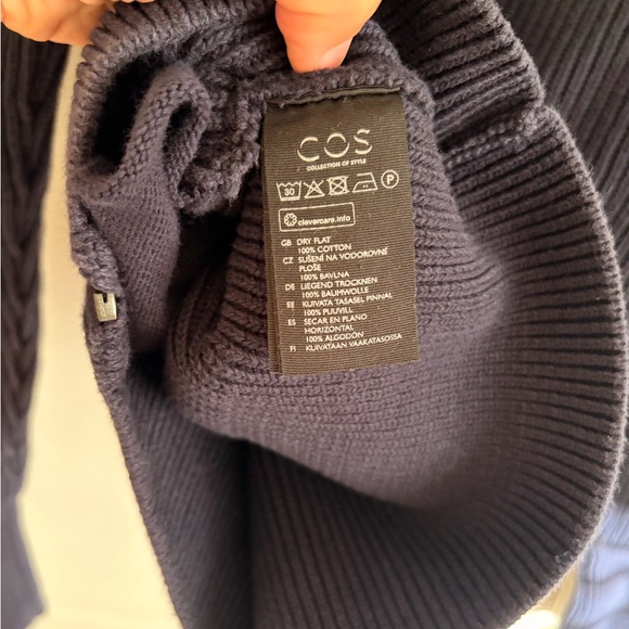 COS Navy Ribbed Zip Cardigan - Picture 3 of 3